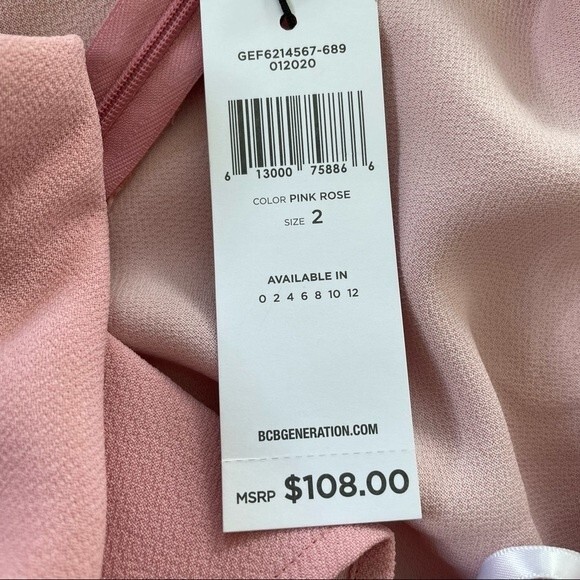 NWT BCBGeneration Asymmetrical Ruffle Halter Mini Dress Pink Rose Size 2 - Picture 6 of 9